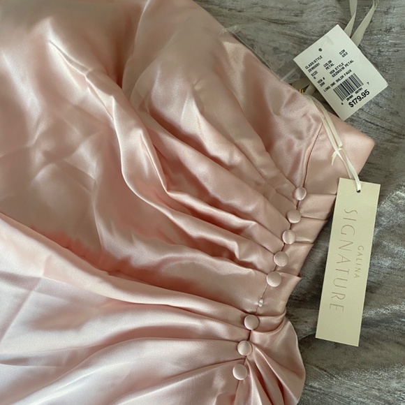 GALINA SIGNATURE  charmeuse draped one-shoulder bridesmaid dress - Picture 3 of 4